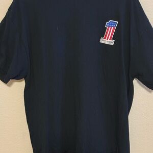 Black T-Shirt with American Flag Patch